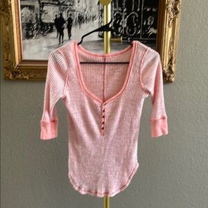 We The Free Coral Ribbed Top